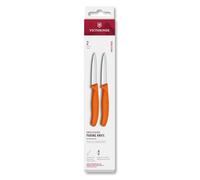 Victorinox Swiss Classic Juego de Cuchillos Peladores de 8 cm, Naranja | Ideal para frutas y verduras, hojas de acero inoxidable con filo recto y mangos de polipropileno, Swiss Made