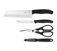 Victorinox Swiss Classic Kitchen Set de 4 piezas con mango rojo/plata.