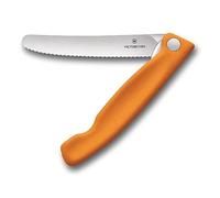 Victorinox Swiss Classic Navaja plegable de picnic para senderismo, fruta, verdura, panecillos, salchichas, filo dentado, extra afilada, Naranja