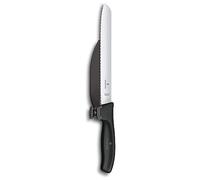 Victorinox Swiss Classic, navaja profesional DUX, hoja extra afilada, filo dentado, 21 cm, mango de plástico robusto, acero inoxidable, negro