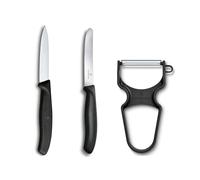 Victorinox Swiss Classic Set de 3 Cuchillos Mondadores y Pelador, Negro