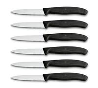 Victorinox Swiss Classic Set profesional de cuchillos para verduras, 6 piezas, cuch. universal, filo dentado y afilado, 8 cm, mango de plástico robusto, negro