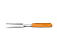 Victorinox Swiss Classic, Tenedor profesional para trinchar, Hoja extra afilada, 15 cm, Mango robusto de plástico, Acero inoxidable, naranja