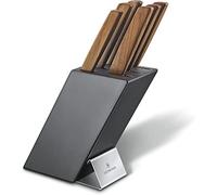 Victorinox Swiss Modern Bloque de cuchillos profesionales con contenido, 6 piezas, incl. 6 cuchillos de chef con mango de madera, negro