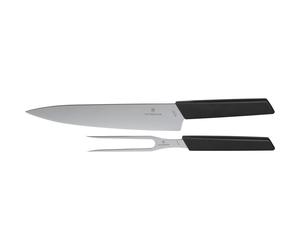 Victorinox Swiss Modern Carving Set de 2 piezas en negro con cuchillo de 22 cm y tenedor de 15 cm
