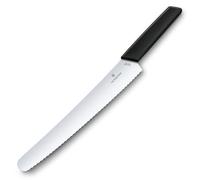 Victorinox Swiss Modern Cuchillo para pan y pastelería con filo dentado, 26 cm, hoja de acero inoxidable, mango ergonómico de plástico, negro