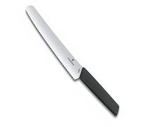 Victorinox Cuchillo para pan Swiss Modern 22 cm acero inoxidable, filo dentado, extra afilada, negro