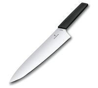 Victorinox Swiss Modern Cuchillo trinchar carne, afilado recto, hoja de acero inoxidable de 25 cm, mango ergonómico de plástico, negro