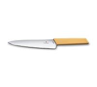 Victorinox Swiss Modern Cuchillo trinchar carne, afilado recto, hoja larga de acero inoxidable de 25 cm, mango ergonómico de plástico, amarillo
