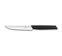 Victorinox Swiss Modern, juego de cuchillos profesionales para carne, 2 piezas, hoja extra afilada, filo dentado, 12 cm, acero inoxidable, negro