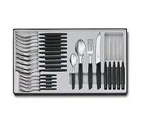 Victorinox Juego de mesa Swiss Modern 24 piezas para 6 cuchillos filo dentado mangos plástico negro