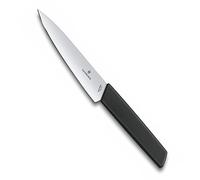 Victorinox Swiss Modern, navaja profesional de oficina, hoja extra afilada, afilado recto, 15 cm, mango de plástico, acero inoxidable, negro
