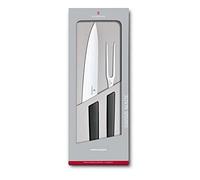 Victorinox Swiss Modern, set de cocina profesional, 2 piezas, extra afilado, acero inoxidable, mango de plástico robusto, negro