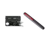 Victorinox Swisscard Lite, Color Negro Transparente, Led Blanco + 4.3323 Afilador De Cuchillos Doble, Negro