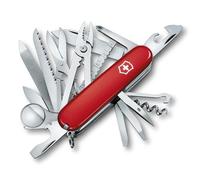 Victorinox Swisschamp, Swiss Army Knife, Navaja multiusos suiza, color Rojo, con Funda de Cuero en Blíster