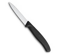 Victorinox SwissClassic - Cuchillo para verdura en punta con filo ondulado, 19 centímetros, color negro