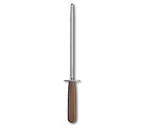 Victorinox Wood Chaira de acero para afilar, 23 cm, superficie de corte de mediana a fina, redonda, hasta 65 HRC, mango de madera de arce