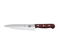 Victorinox Wood, cuchillo profesional para trinchar, hoja extra afilada, afilado recto, 19 cm, elegante mango de madera, acero inoxidable, marrón