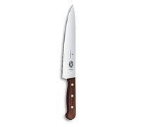 Victorinox Wood, cuchillo profesional para trinchar, hoja extra afilada, afilado recto, 22 cm, elegante mango de madera, acero inoxidable, marrón