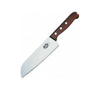 Victorinox Wood, cuchillo Santoku profesional, hoja extra afilada, afilado recto, 17 cm, elegante mango de madera, acero inoxidable, marrón