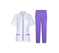 Victory Uniforme Sanitario Mujer Profesional Médico Cómodo Transpirable Resistente Uso Diario Hospital Clínica Laboratorio Trabajo Algodón Poliester Cremallera Lavable 702-8312 (Violeta -13, XXL)