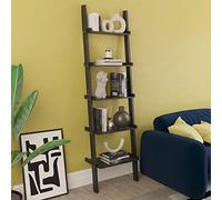Vida Designs 5 Nivel Slanted Escalera Estantería, Moderno Leaning Shelf Unit for Sala de Estar, Dormitorio or Oficina, Space Saving Exposición Storage, H189xW56xD32.5cm (Negro)