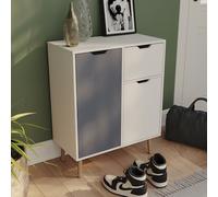 Vida Designs Aparador de almacenamiento con 1 cajón para sala de estar, dormitorio y comedor (gris y blanco, 2 puertas y 1 cajón)