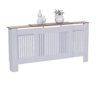 Vida Designs Arlington Cubierta de radiador Blanco - Ajustable - Estilo Shaker Moderno con Lamas Verticales para Mejor circulación del Calor - H83xW140-204xD19cm - MDF Pintado para salón y Pasillo