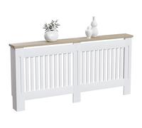 Vida Designs Arlington Cubierta de radiador Blanco - Extra Grande - Estilo Shaker Moderno con Lamas Verticales para Mejor circulación del Calor - H83.3xW172xD19cm - MDF Pintado con repisa de Madera
