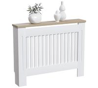 Vida Designs Arlington Cubierta de radiador Blanco - Mediano - Estilo Shaker Moderno con Lamas Verticales para Mejor circulación del Calor - H83.3xW111xD19cm - MDF Pintado con repisa de Madera