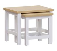 Vida Designs Arlington - Juego de 2 mesas Nido con Extremo Lateral Moderno, Muebles Cuadrados de MDF (Blanco)