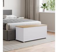 Vida Designs Arlington - Otomana de Almacenamiento, baúl de Madera con Tapa, Asiento, Taburete, Banco de Ventana, Mantas, Ropa de Cama, Caja de Juguetes, reposapiés, Color Blanco