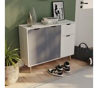 Vida Designs Armario de almacenamiento con 1 cajón para sala de estar, dormitorio y comedor (gris y blanco, 3 puertas y 1 cajón)