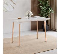 Vida Designs Batley - Mesa de Comedor Cuadrada con Patas de Madera de Haya Maciza, Comedor Moderno (Blanco, 4 plazas)