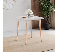 Vida Designs Batley - Mesa de Comedor Cuadrada con Patas de Madera de Haya Maciza, Comedor Moderno (Blanco, 2 plazas)