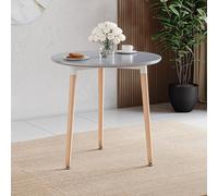 Vida Designs Batley - Mesa de Comedor Redonda, Moderna Mesa de Cocina Redonda con Patas de Madera de Haya Natural, Mesa de Comedor compacta para Muebles pequeños de Cocina y Comedor (Gris, 2 plazas)