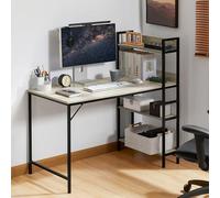 Vida Designs Brooklyn - Escritorio Grande para computadora de 120 cm con estantes de Almacenamiento, Escritorio de Oficina en casa, Mesa de Estilo Industrial para Laptop (Gris)
