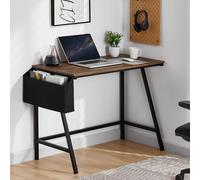 Vida Designs Brooklyn - Escritorio pequeño para computadora de 112 cm con Almacenamiento, Mesa de Oficina en casa, Mesa de Escritura, estación de Trabajo de Estilo Industrial Moderno (Madera Oscura)