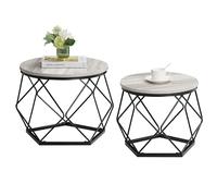 Vida Designs Brooklyn - Juego de 2 mesas auxiliares Redondas, Marco de Acero Moderno, Muebles de Sala de Estar (Gris)