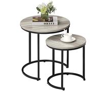 Vida Designs Brooklyn - Juego de 2 mesas Redondas apilables para Sala de Estar, con Marco de Metal (Gris)