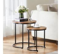 Vida Designs Brooklyn - Juego de 2 mesas Redondas apilables para Sala de Estar, con Marco de Metal (Madera Oscura)
