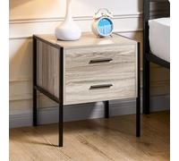 Vida Designs Brooklyn Mesita de Noche, Madera, Gray, 2 Drawer