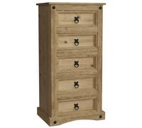 Vida Designs Corona - Cajonera, 5 cajones, Estrecha, Madera Maciza de Pino Mexicano Encerada