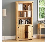 Vida Designs Corona - Estantería de 2 Puertas de Madera de Pino Maciza, Acabado Encerado Envejecido