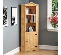 Vida Designs Corona - Estantería esquinera para 1 Puerta, Madera de Pino Maciza, Acabado Encerado Envejecido