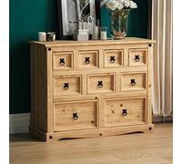 Vida Designs Corona Merchant Pecho cajones Madera de Pino Maciza Acabado Encerado