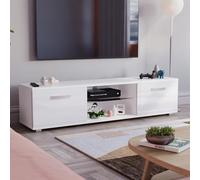Vida Designs Cosmo - Mueble de TV LED de 2 Puertas Moderno Brillante MDF Mate para Sala de Estar, Mueble de Medios, Mueble RGB, Blanco Claro, 160 cm