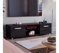 Vida Designs Cosmo TV LED 2 Puertas Moderno Brillante MDF Salón Media Mueble RGB Negro Claro 140 cm, Madera de ingeniería, 140 cm-LED Lights