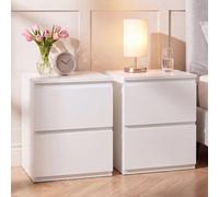 Vida Designs Denver - Juego de 2 mesitas de noche grandes con 2 cajones, color blanco, almacenamiento que ahorra espacio, 52 cm de alto x 39,5 cm de ancho x 39,5 cm de profundidad, mesa auxiliar