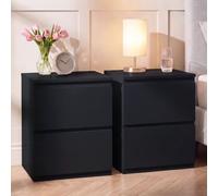 Vida Designs Denver - Juego de 2 mesitas de noche grandes con 2 cajones, color negro, almacenamiento que ahorra espacio, 52 cm de alto x 39,5 cm de ancho x 39,5 cm de profundidad, mesa auxiliar grande